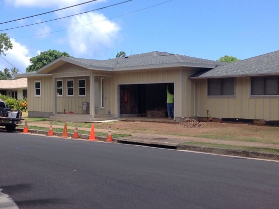 The garage of a house under construction