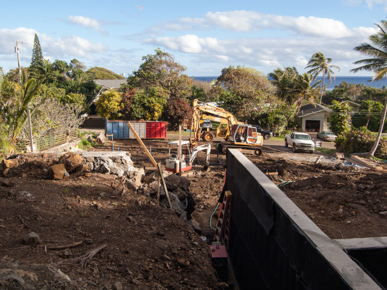 Construction vehicles on a construction site