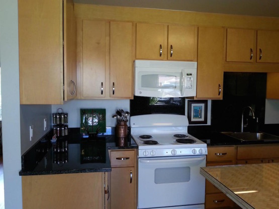 Interior of the kitchen with cabinets