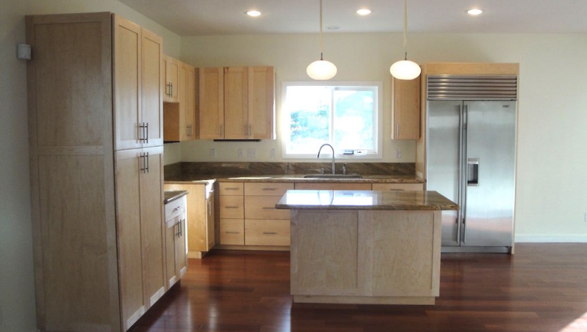 Wooden cabinets inside a newly built house