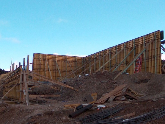 Yellow colored Steel frames on an under construction site