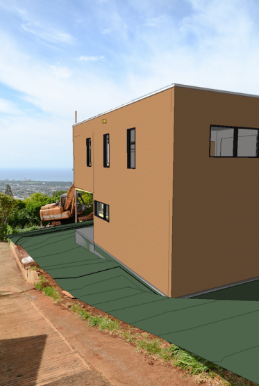 A digital image of a brown colored house