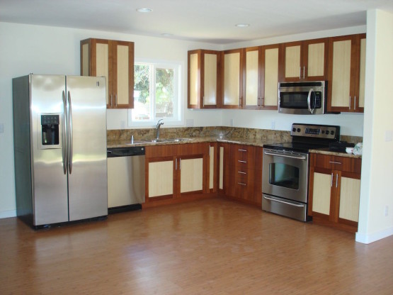 Interior of a house with wooden cabinets