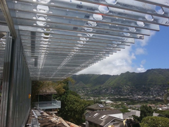 Steel framing for the roof of a under construction house