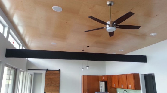 Ceiling fan with a light inside the house