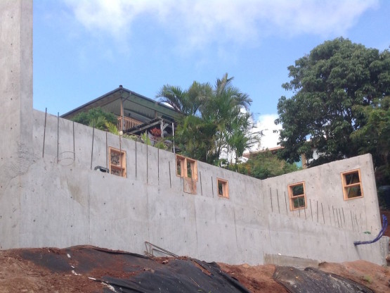 Walls of a house constructed on the slope