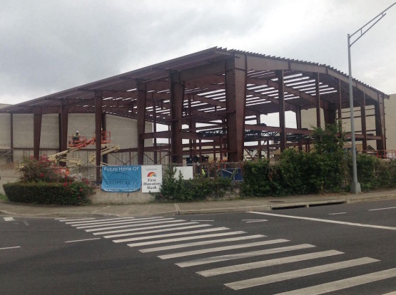 A huge steel frame used to construct a building